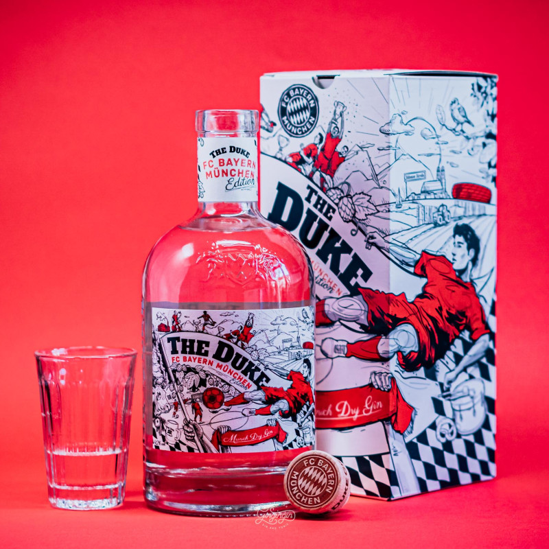 FC Bayern München Gin von The Duke Gin mit Geschenkverpackung im Tastingglas loading=